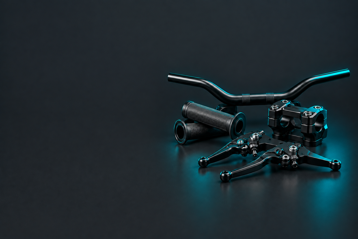 Motorcycle handlebars grips levers and steering