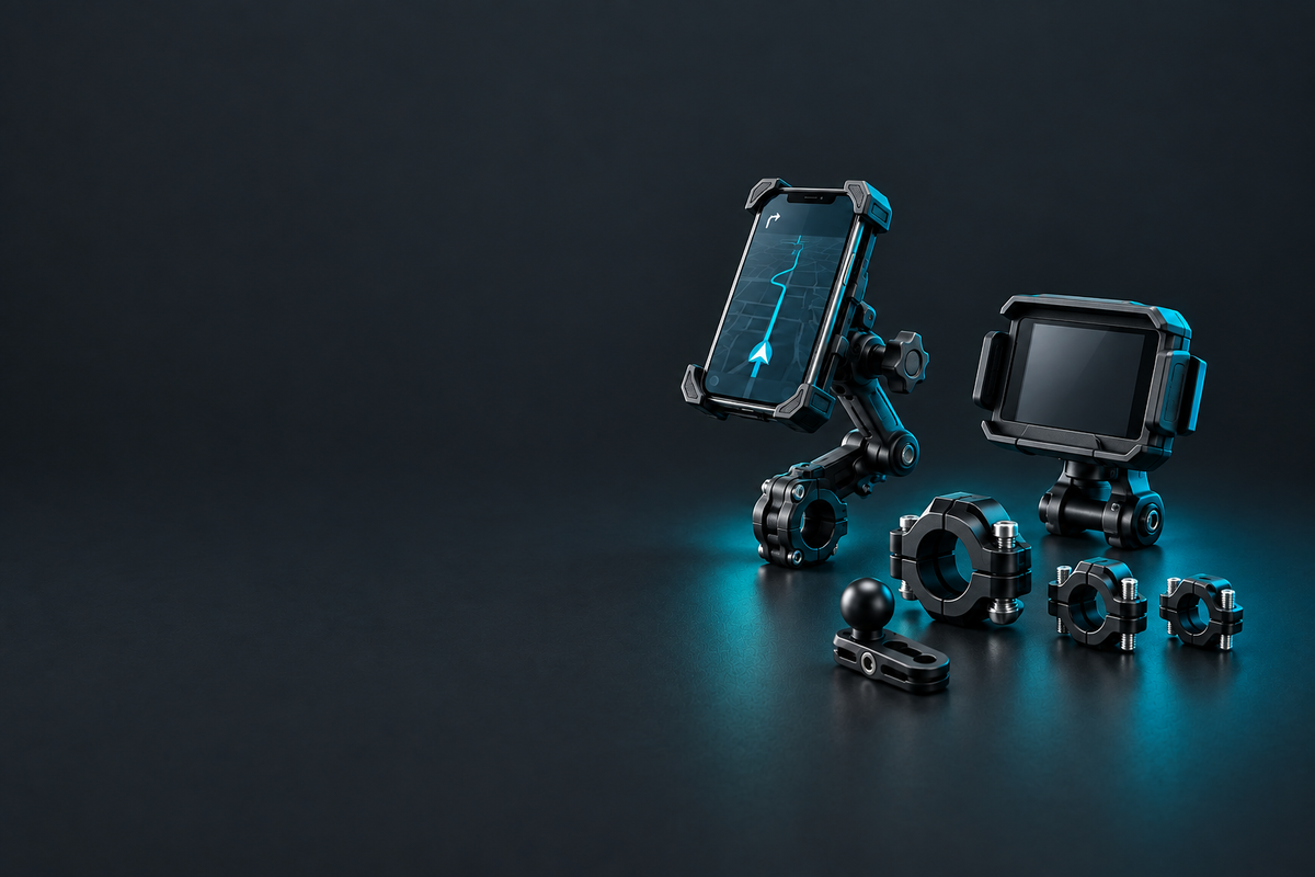 Motorcycle phone and GPS mounts