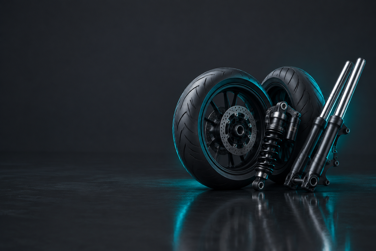 Motorcycle suspension wheels and tyres