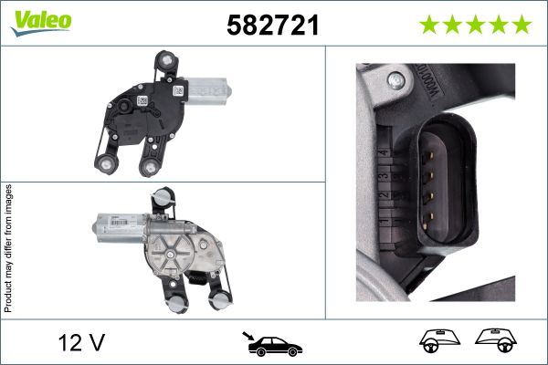 Valeo Rear Wiper Motor for Volkswagen, OEM quality, OEM 5H0955711A, MPN 582721