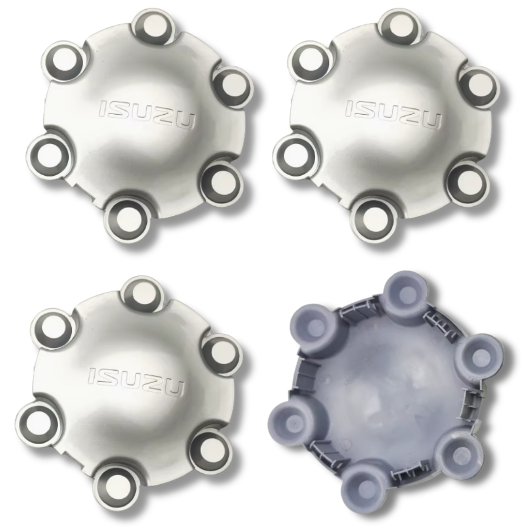 Isuzu 68mm Silver plastic Centre Caps Set, set of 4, OEM 8943810350