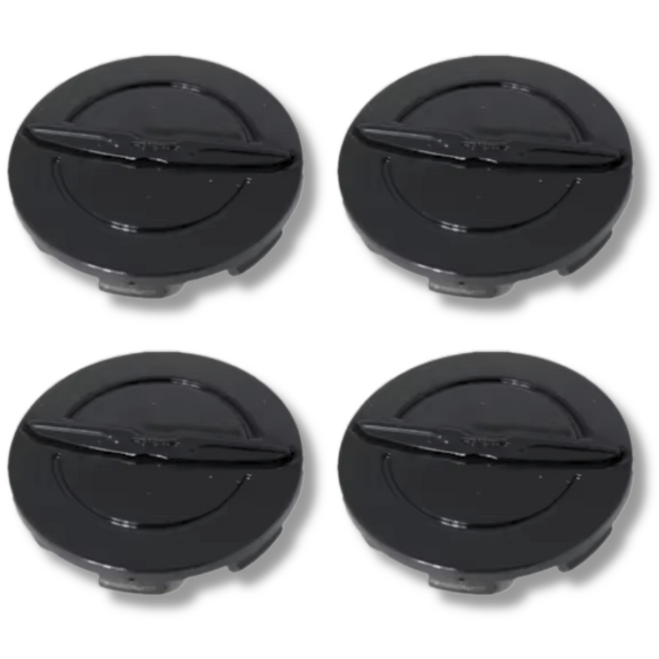 Chrysler 64mm Black plastic Centre Caps Set, set of 4, OEM 4895899AB