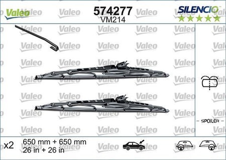 Volkswagen Polo Front Wiper Blade Set, Valeo OEM, OEM VM222, MPN 574292