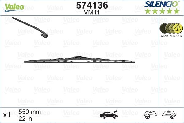 Valeo Front Wiper Blade for Dacia, Daewoo & more, OEM quality, OEM 1780742, MPN 574136