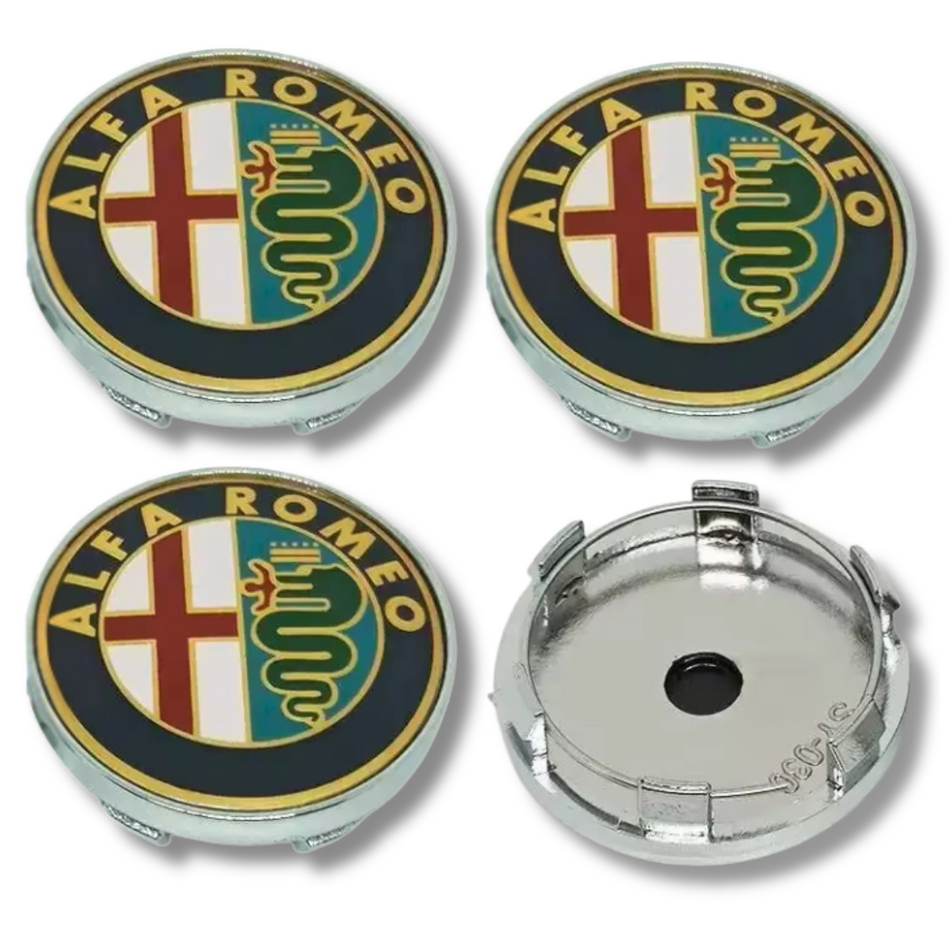 Alfa Romeo 60mm Green plastic Centre Caps Set, set of 4, OEM 50539932