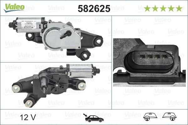 Volkswagen Scirocco Rear Wiper Motor, Valeo OEM, OEM 1K8955711B, MPN 582625