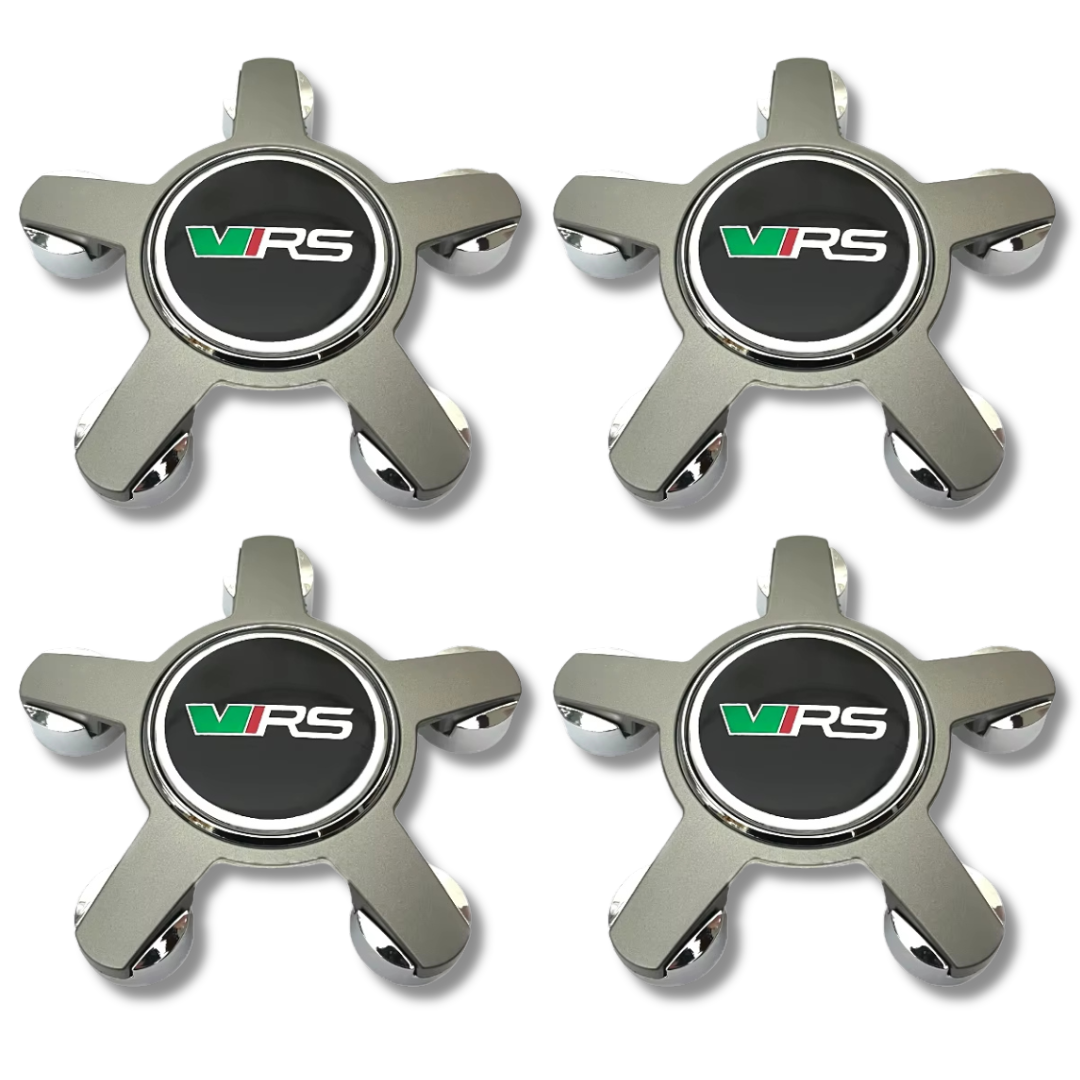 Skoda 135mm Grey plastic Centre Caps Set, set of 4, OEM 5JA601151A