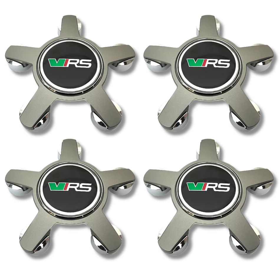 Skoda 135mm Grey plastic Centre Caps Set, set of 4, OEM 5JA601151A