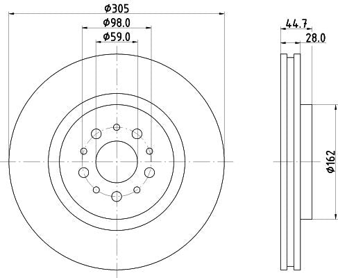 Hella Brake Disc for Alfa Romeo, OEM quality, OEM 60652186 - View 3