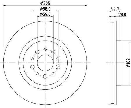 Hella Brake Disc for Alfa Romeo, OEM quality, OEM 60652186 - View 3