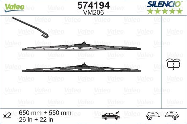 Valeo Front Wiper Blade Set for Mercedes-Benz, OEM quality, OEM A6388201045, MPN 574194
