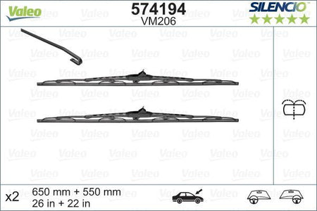 Valeo Front Wiper Blade Set for Mercedes-Benz, OEM quality, OEM A6388201045, MPN 574194