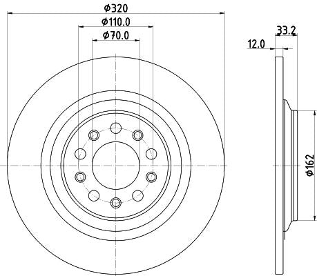 JEEP Cherokee Brake Disc, Hella OEM, OEM 04779886AC, MPN 8DD 355 132-101