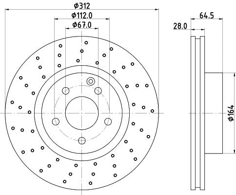 Mercedes-Benz SL Brake Disc, Hella OEM, OEM 2304210412, MPN 8DD 355 127-941