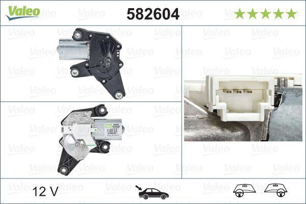 Valeo Rear Wiper Motor for Dacia & Renault, OEM quality, OEM 8200734582, MPN 582604