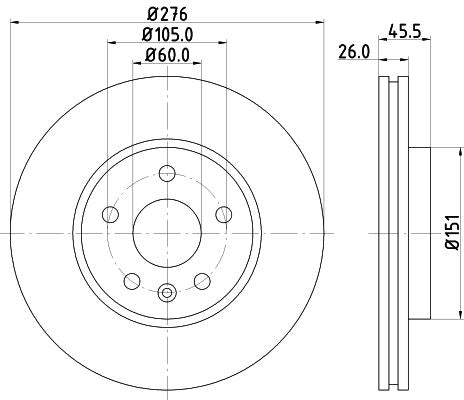 Hella Brake Disc for OPEL & Chevrolet, OEM quality, OEM 13502044, MPN 8DD 355 116-351