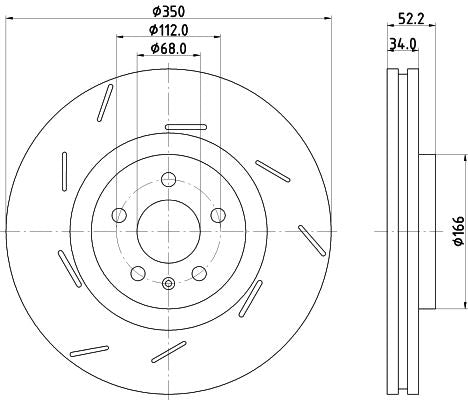 Porsche Macan Brake Disc, Hella OEM, OEM 95B615301 - View 3