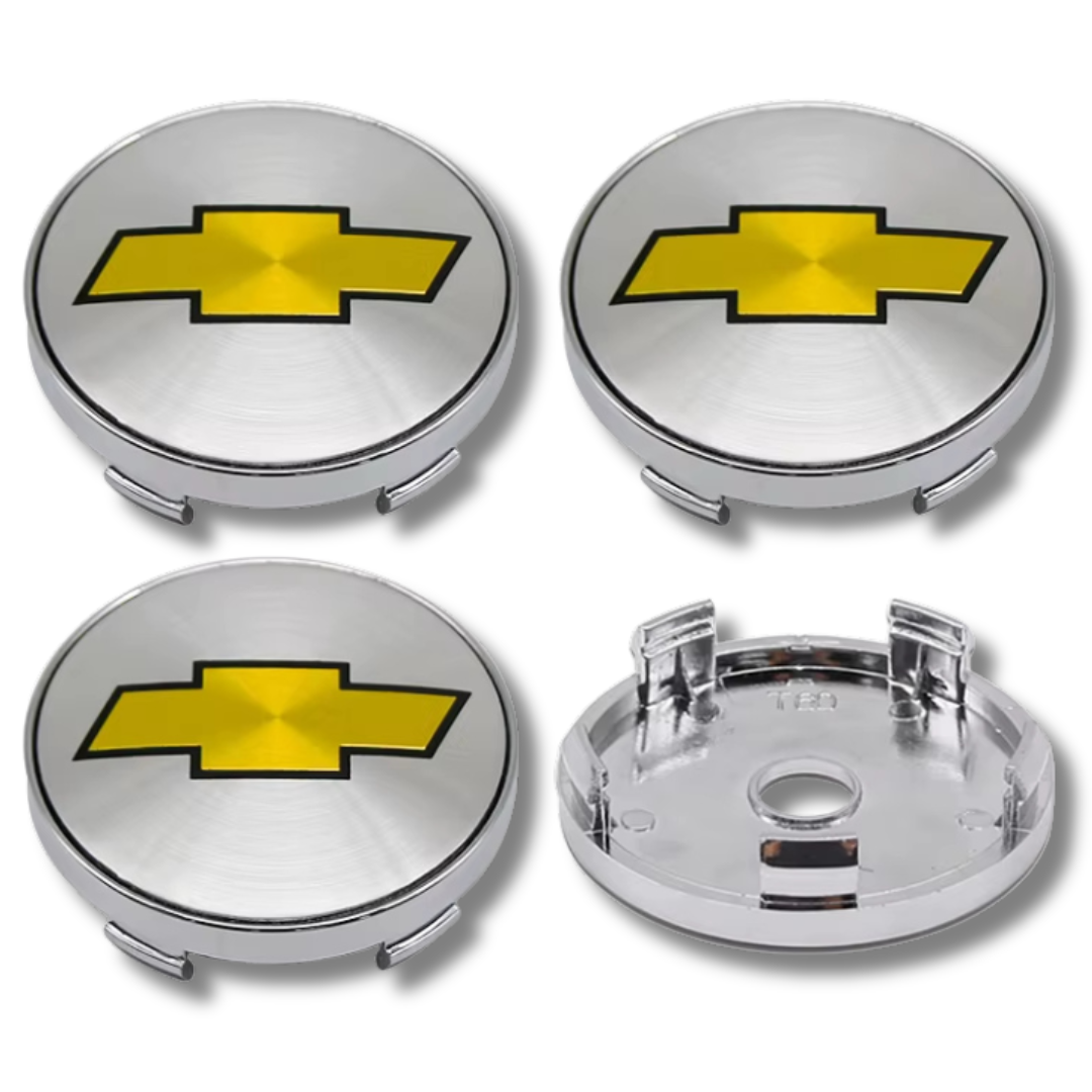 Chevrolet 60mm Silver Gold plastic Centre Caps Set, set of 4, OEM 96452311