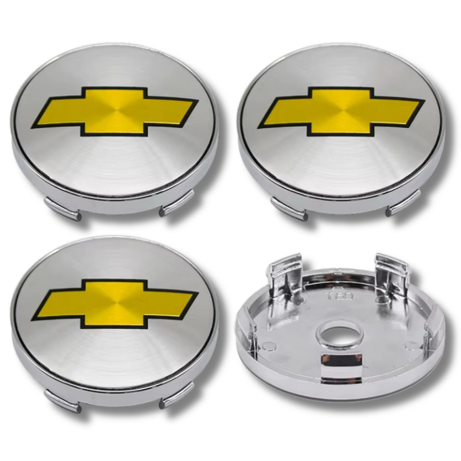 Chevrolet 60mm Silver Gold plastic Centre Caps Set, set of 4, OEM 96452311