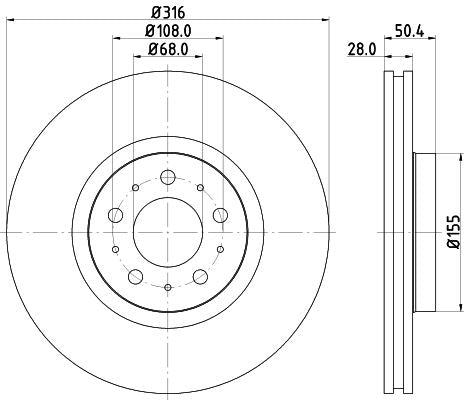 Volvo S60 Brake Disc, Hella OEM, OEM 30636074 - View 3