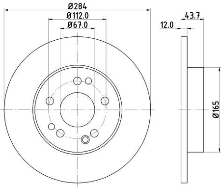 Mercedes-Benz 124 T-Model Brake Disc, Hella OEM, OEM 1244211212 - View 4