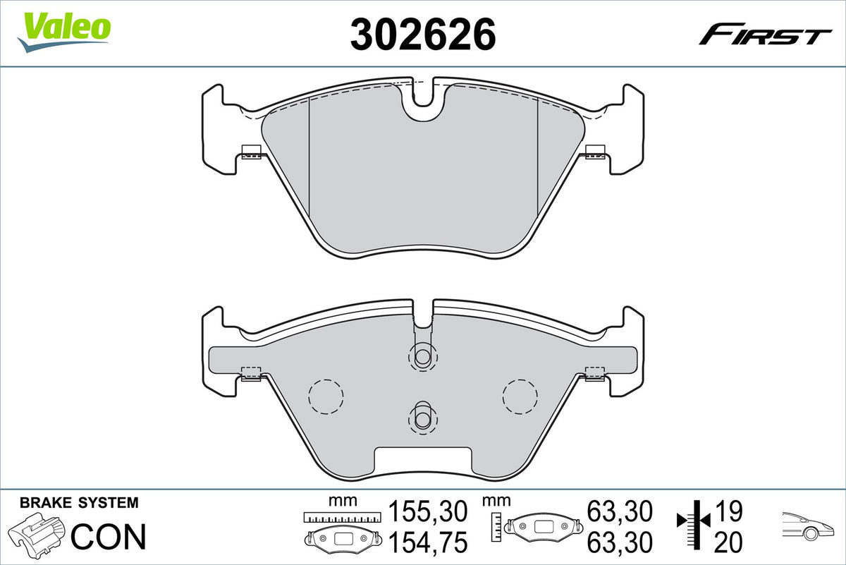BMW 5 Series Front Brake Pad Set, Valeo OEM, OEM 34 11 2 449 269, MPN 302626