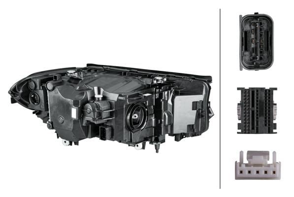 BMW 5 Series Left Headlight, Hella OEM, OEM 63117214957 - View 2