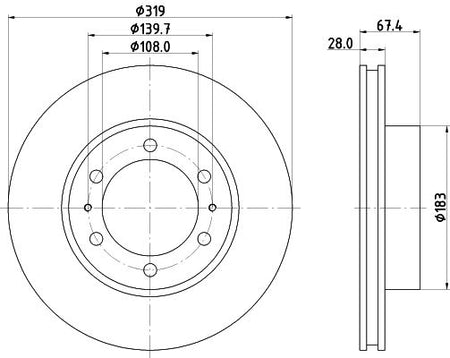 Toyota Hilux VIII Pickup Brake Disc, Hella OEM, OEM 435120K090 - View 2
