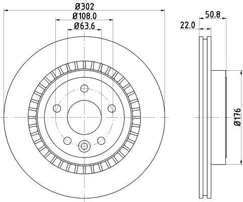 Volvo XC60 Brake Disc, Hella OEM, OEM 31277357, MPN 8DD 355 116-191
