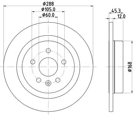 Holden Astra Hatchback Brake Disc, Hella OEM, OEM 13509120 - View 4