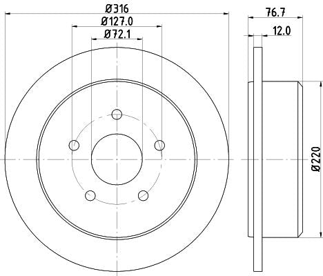 JEEP Wrangler III Brake Disc, Hella OEM, OEM 52060147AA - View 2