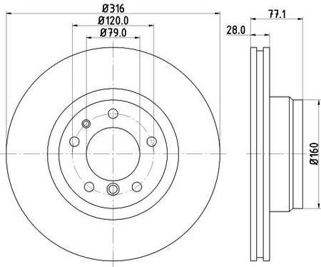 BMW 7 Brake Disc, Hella OEM, OEM 1162093 - View 4