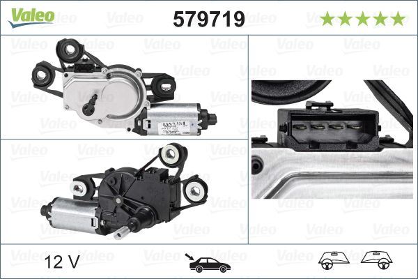 Seat Ibiza Rear Wiper Motor, Valeo OEM, OEM 6J4955711A, MPN 579719