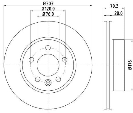 Hella Brake Disc for Volkswagen, OEM quality, OEM 2N0615301A - View 2