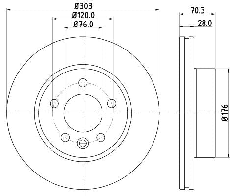 Hella Brake Disc for Volkswagen, OEM quality, OEM 2N0615301A - View 2