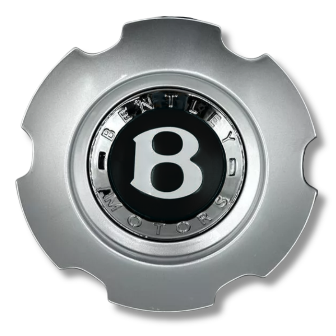 Bentley 166mm Silver Black plastic Centre Cap, single, OEM 3W0601159M