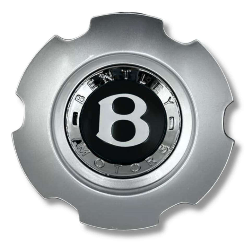 Bentley 166mm Silver Black plastic Centre Cap, single, OEM 3W0601159M