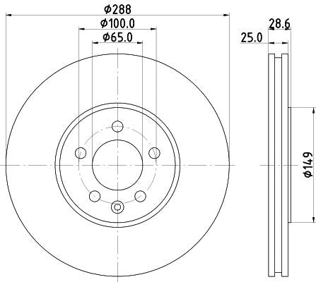 Hella Brake Disc for Volkswagen, OEM quality, OEM 3A0615301 - View 3