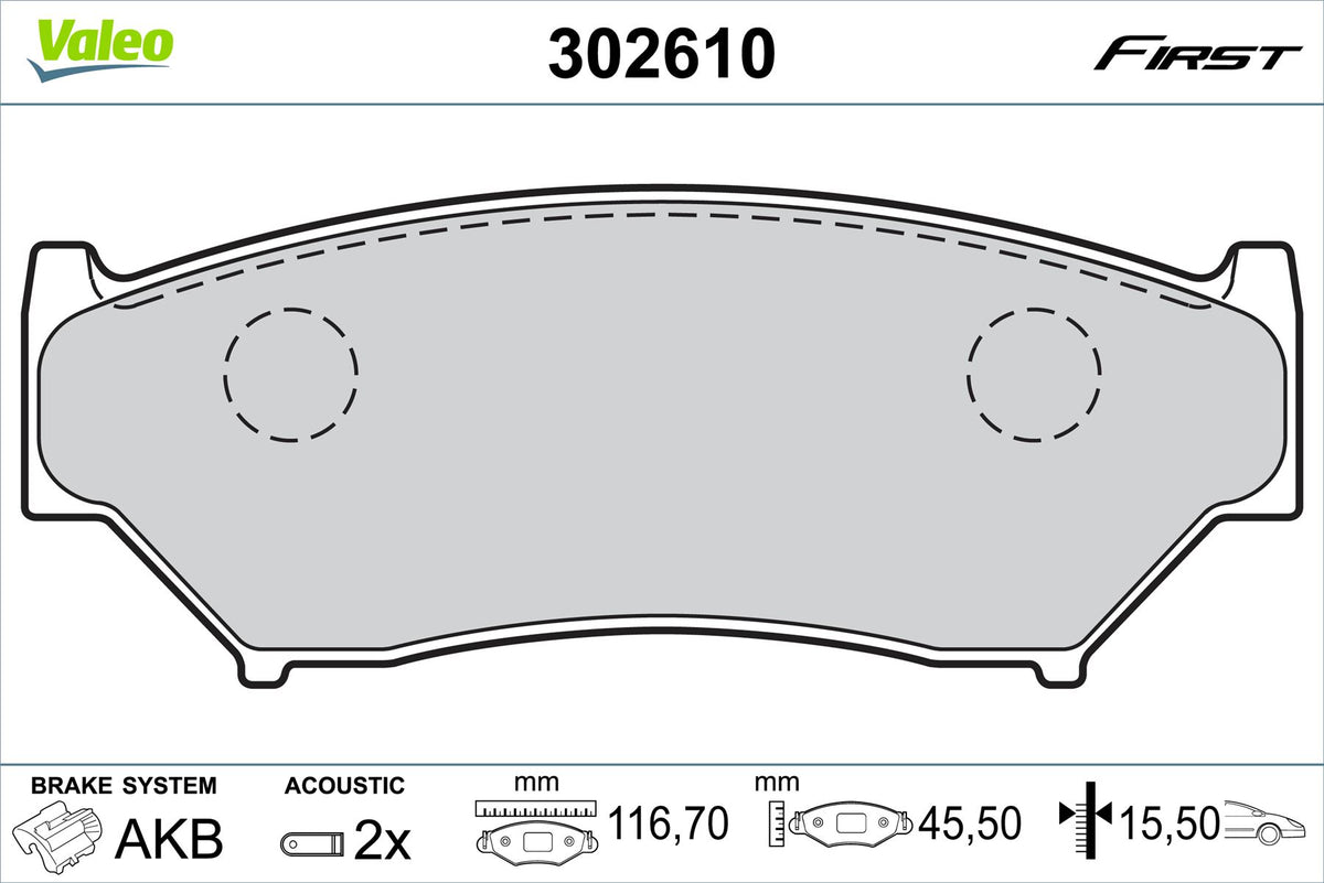 Suzuki Jimny Front Brake Pad Set, Valeo OEM, OEM 55200-56B40, MPN 302610