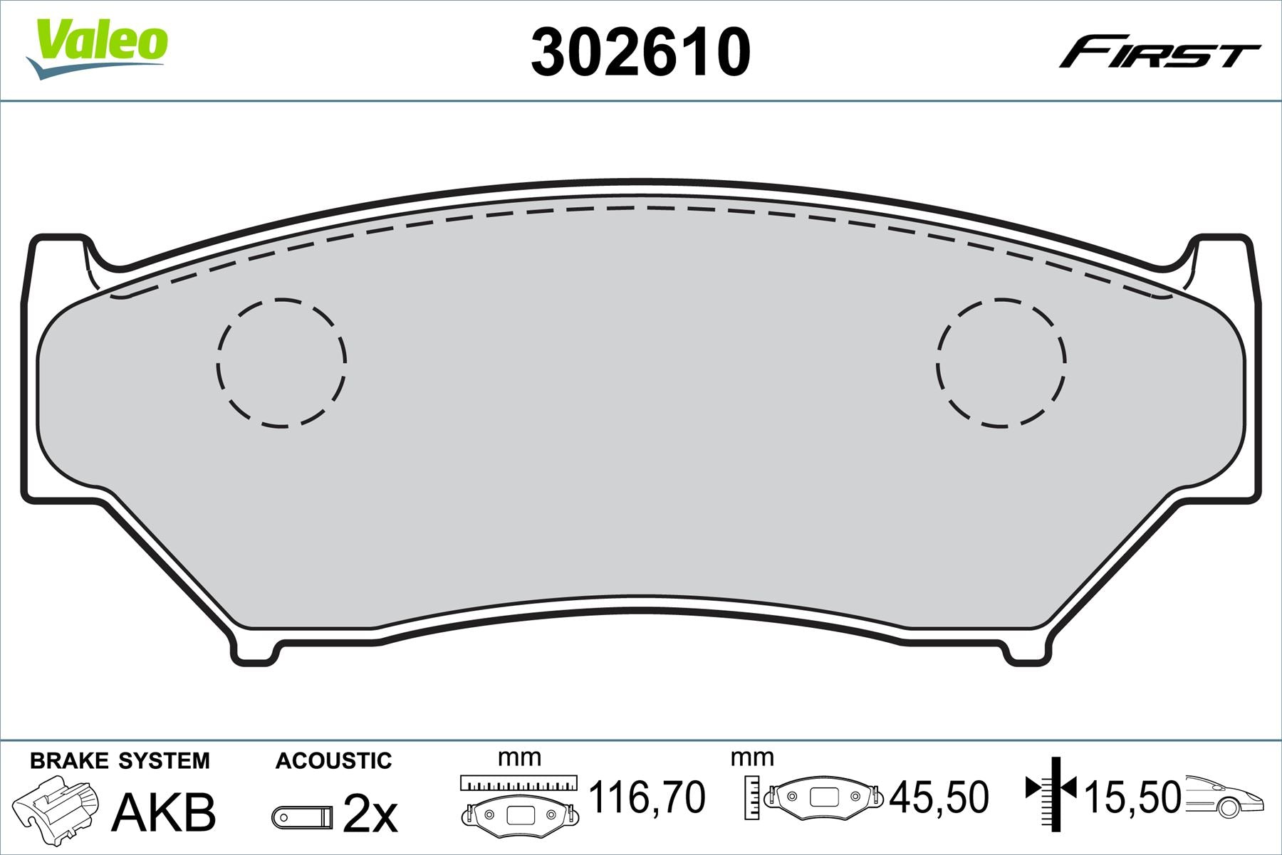 Suzuki Jimny Front Brake Pad Set, Valeo OEM, OEM 55200-56B40, MPN 302610