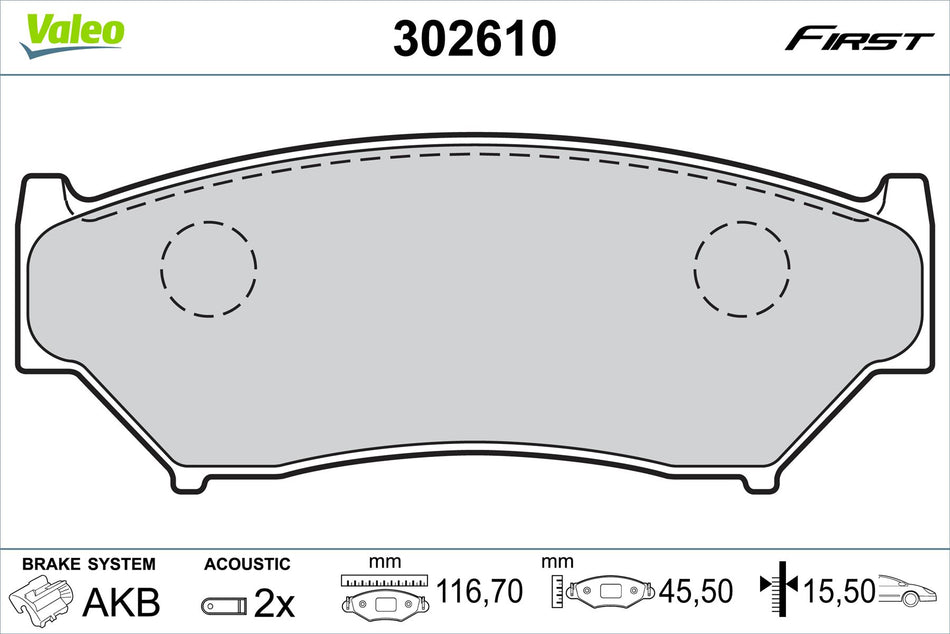 Suzuki Jimny Front Brake Pad Set, Valeo OEM, OEM 55200-56B40, MPN 302610