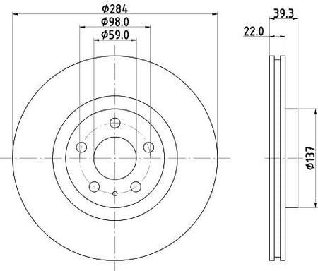 Hella Brake Disc for Alfa Romeo, OEM quality, OEM 0060606170 - View 2