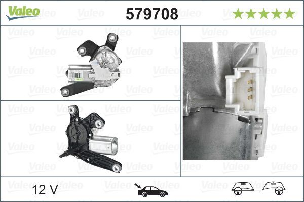 Valeo Rear Wiper Motor for Peugeot & Citroen, OEM quality, OEM 6405K9, MPN 579708