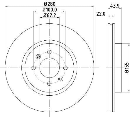 KIA Rio III Saloon Brake Disc, Hella OEM, OEM 517121W000 - View 3