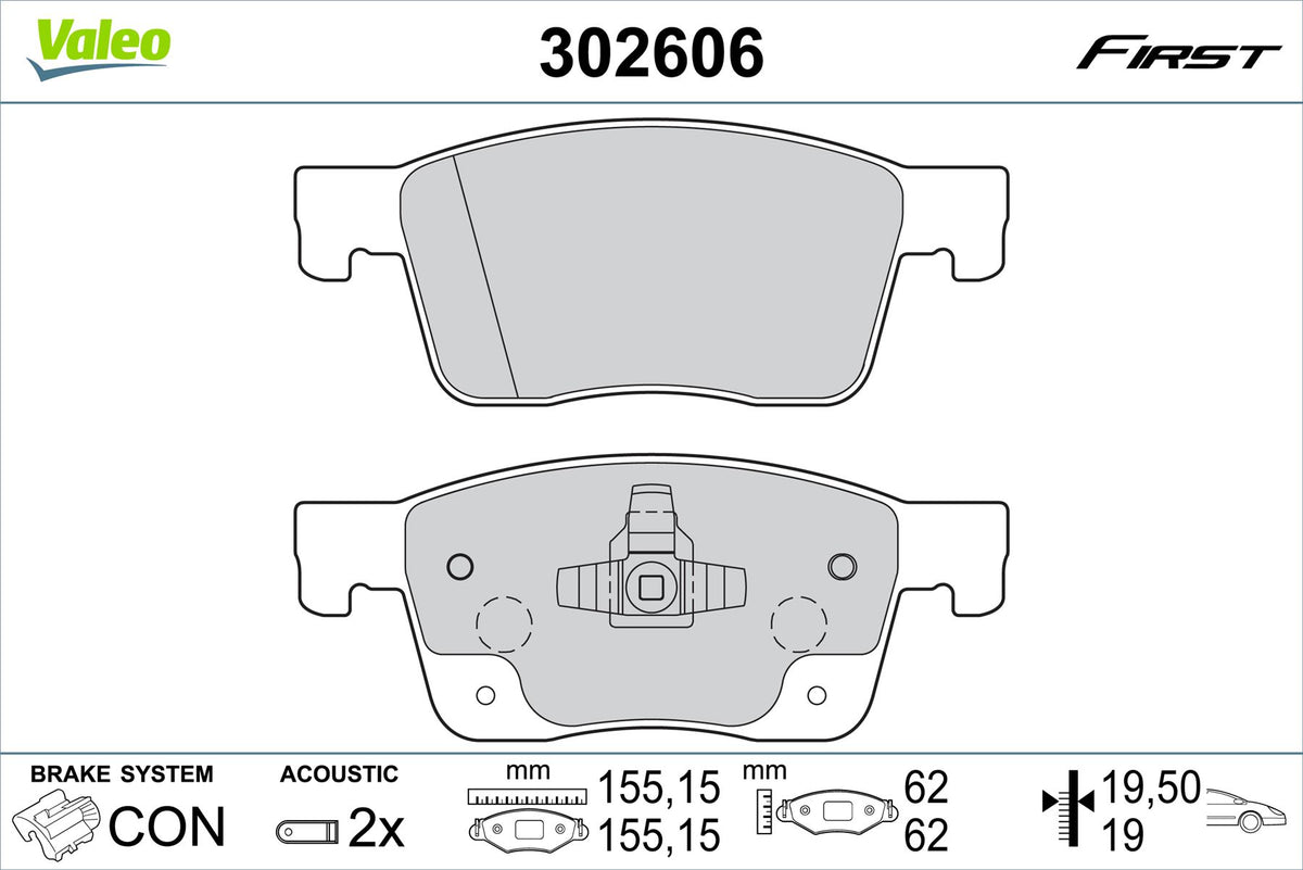 Vauxhall Astra Front Brake Pad Set, Valeo OEM, OEM 13478301, MPN 302606