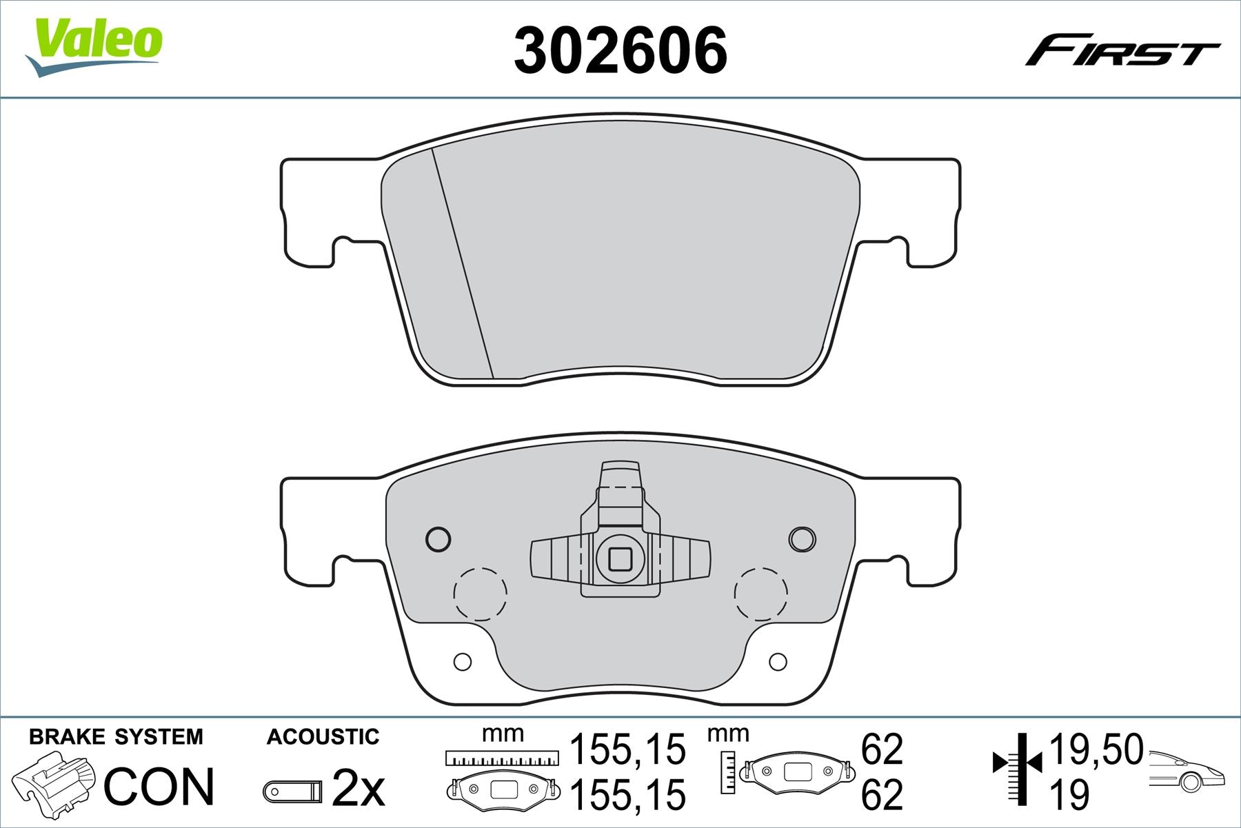 Vauxhall Astra Front Brake Pad Set, Valeo OEM, OEM 13478301, MPN 302606