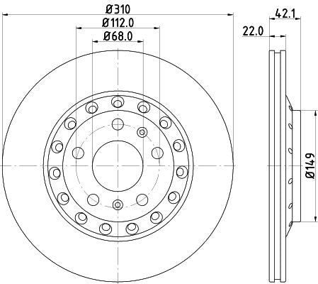 Hella Brake Disc for AUDI & Volkswagen, OEM quality, OEM 3D0615601D - View 2