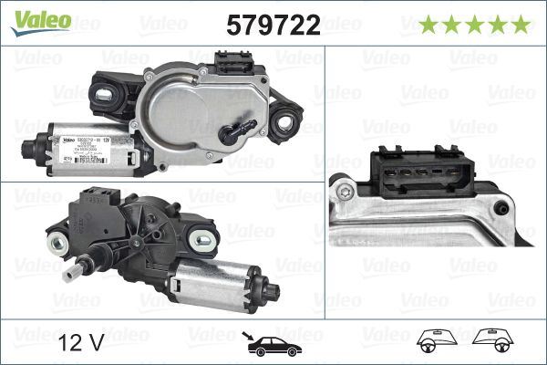 Valeo Rear Wiper Motor for Volkswagen, OEM quality, OEM 2K0955712B, MPN 579722