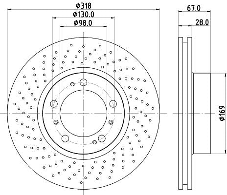 Hella Brake Disc for Porsche, OEM quality, OEM 99635103103 - View 2