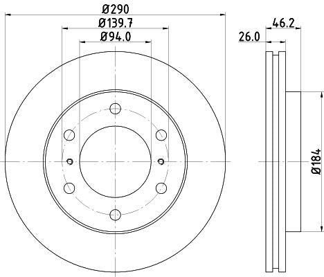 Hella Brake Disc for Mitsubishi, OEM quality, OEM 4615A061 - View 3